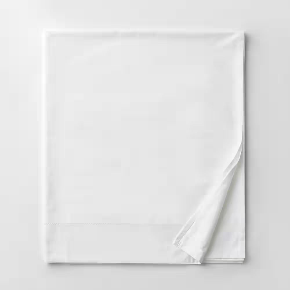 Legends Hotel Organic White Solid 300-Thread Count Legends Hotel Organic Sateen King/Cal King Flat Sheet