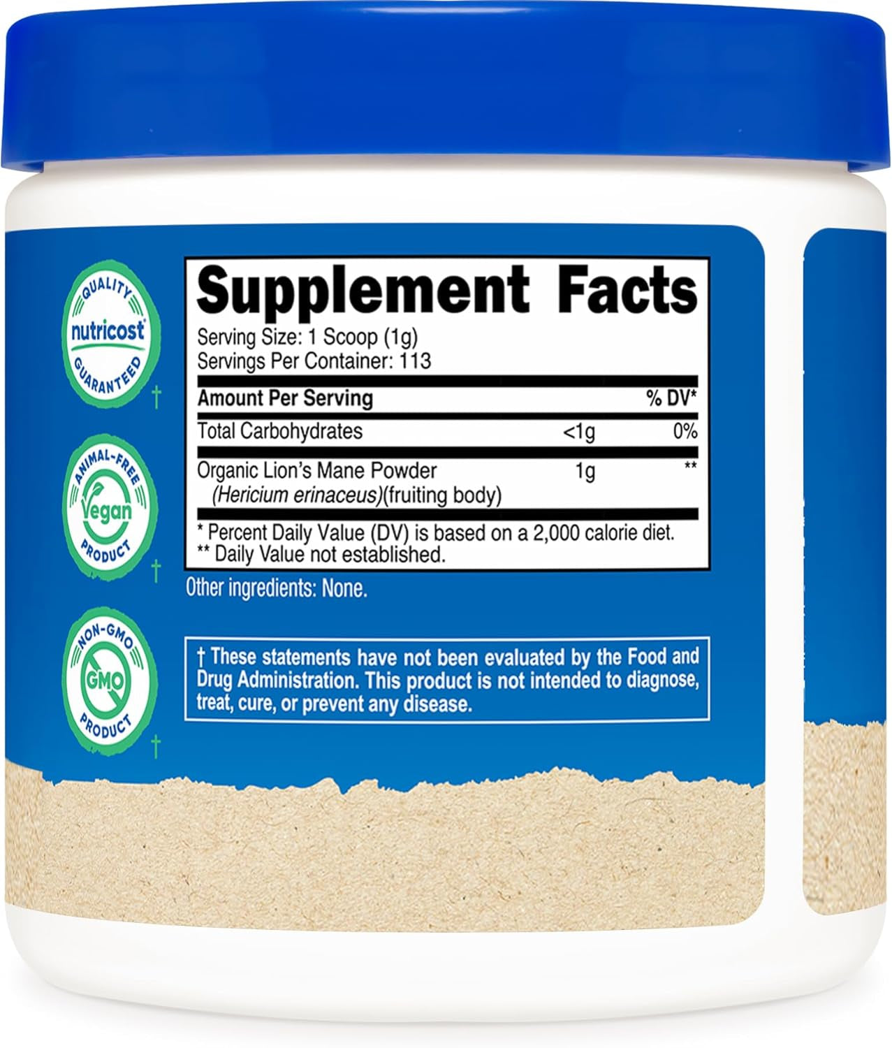Organic Lion'S Mane Mushroom Powder 4Oz - Certified USDA Organic