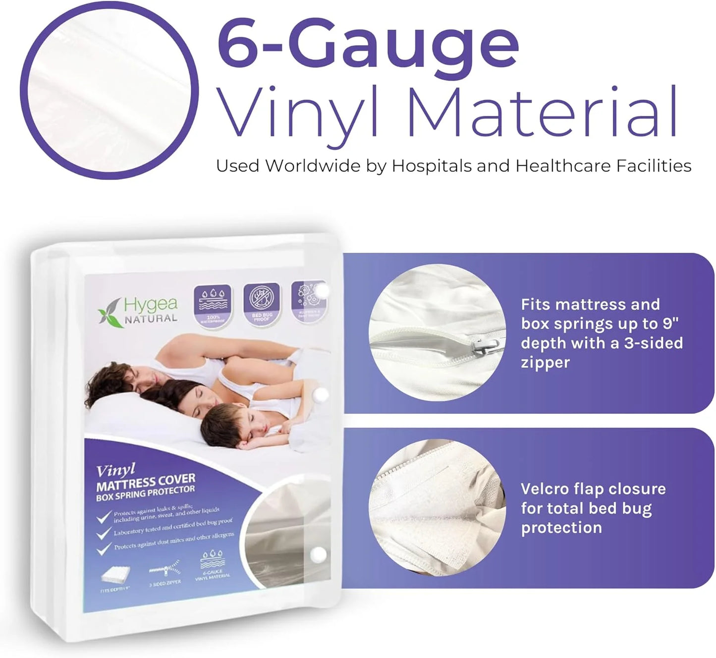 Mattress Cover 6 Gauge Waterproof Mattress Protector Durable Vinyl Box Spring Cover, XL Full