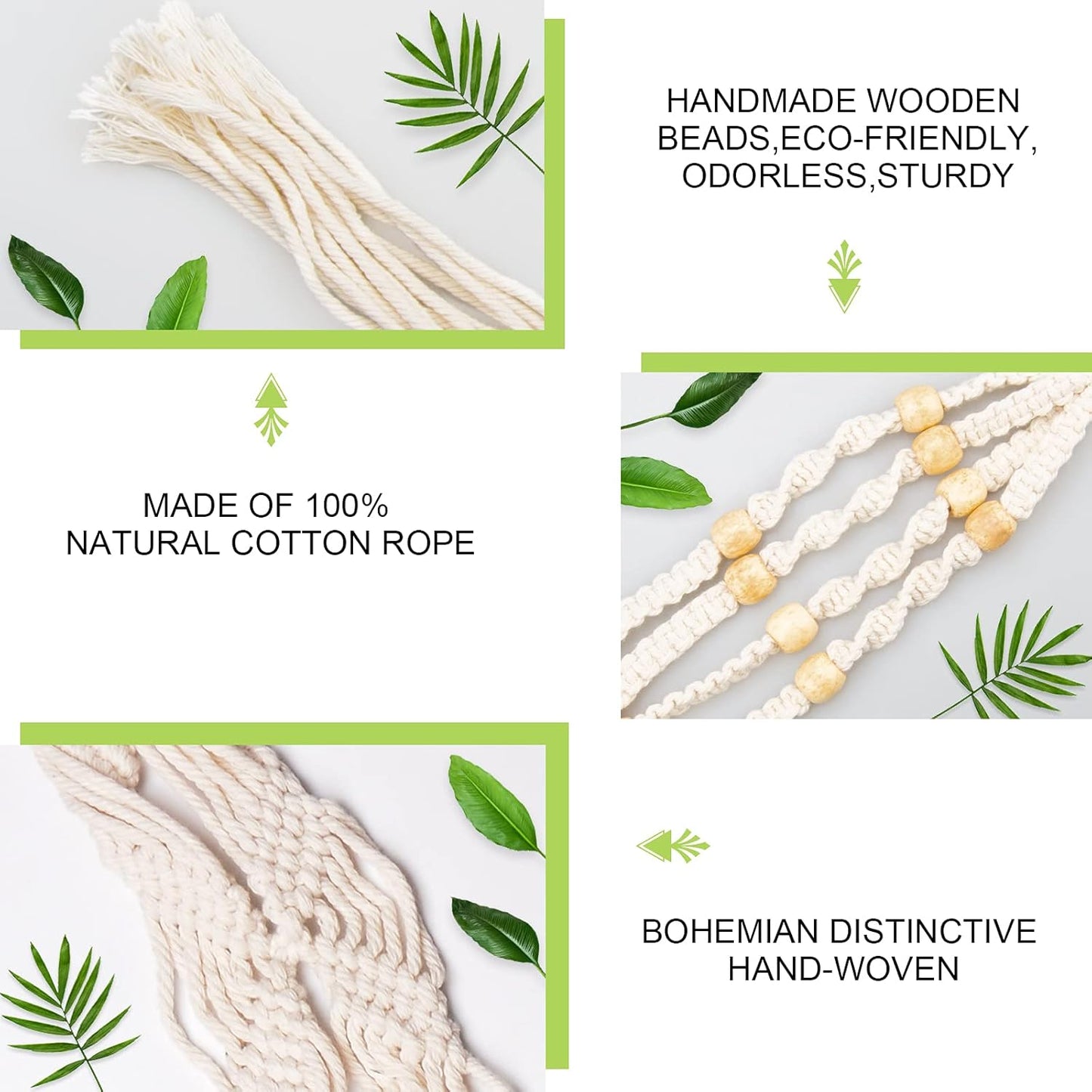 Macrame Plant Hangers 5 Pack Set Hanging Planters Indoor Handmade Cotton Rope Flower Pot Holder for Plants Outdoor Home Decor
