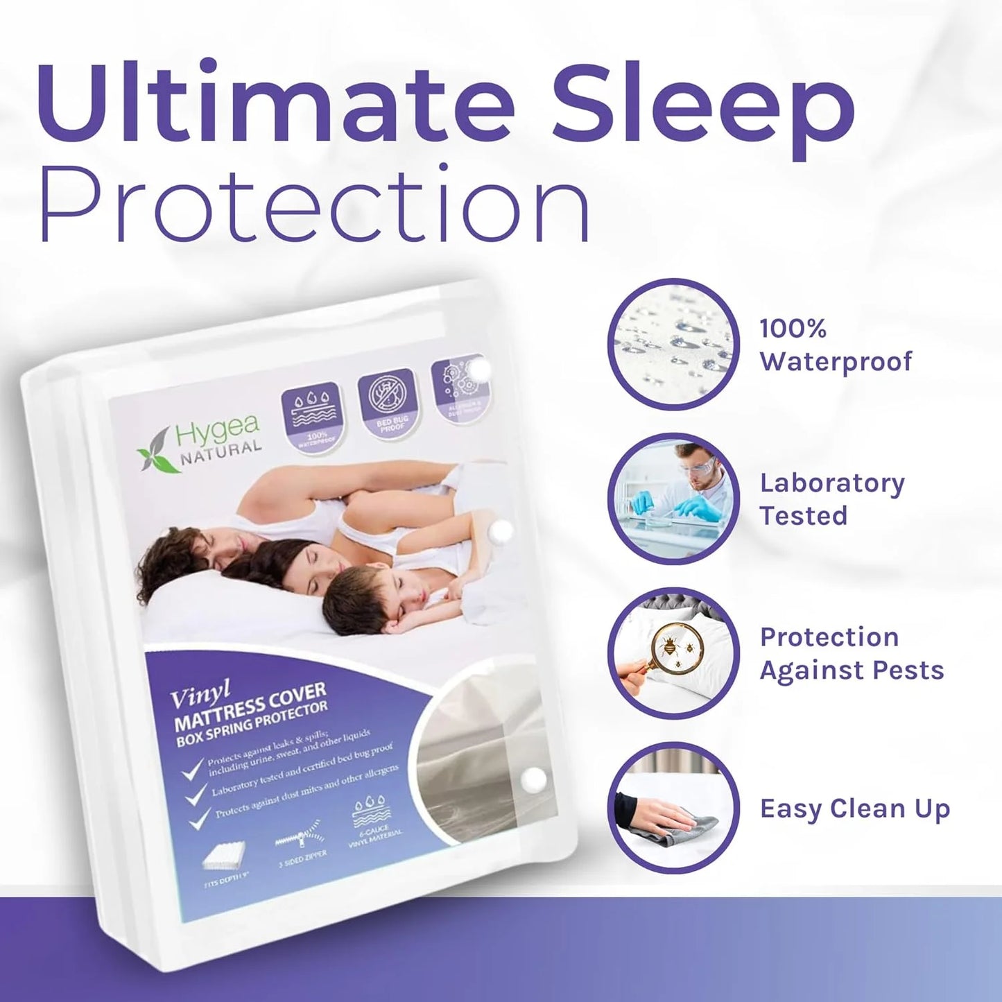 Mattress Cover 6 Gauge Waterproof Mattress Protector Durable Vinyl Box Spring Cover, XL Full
