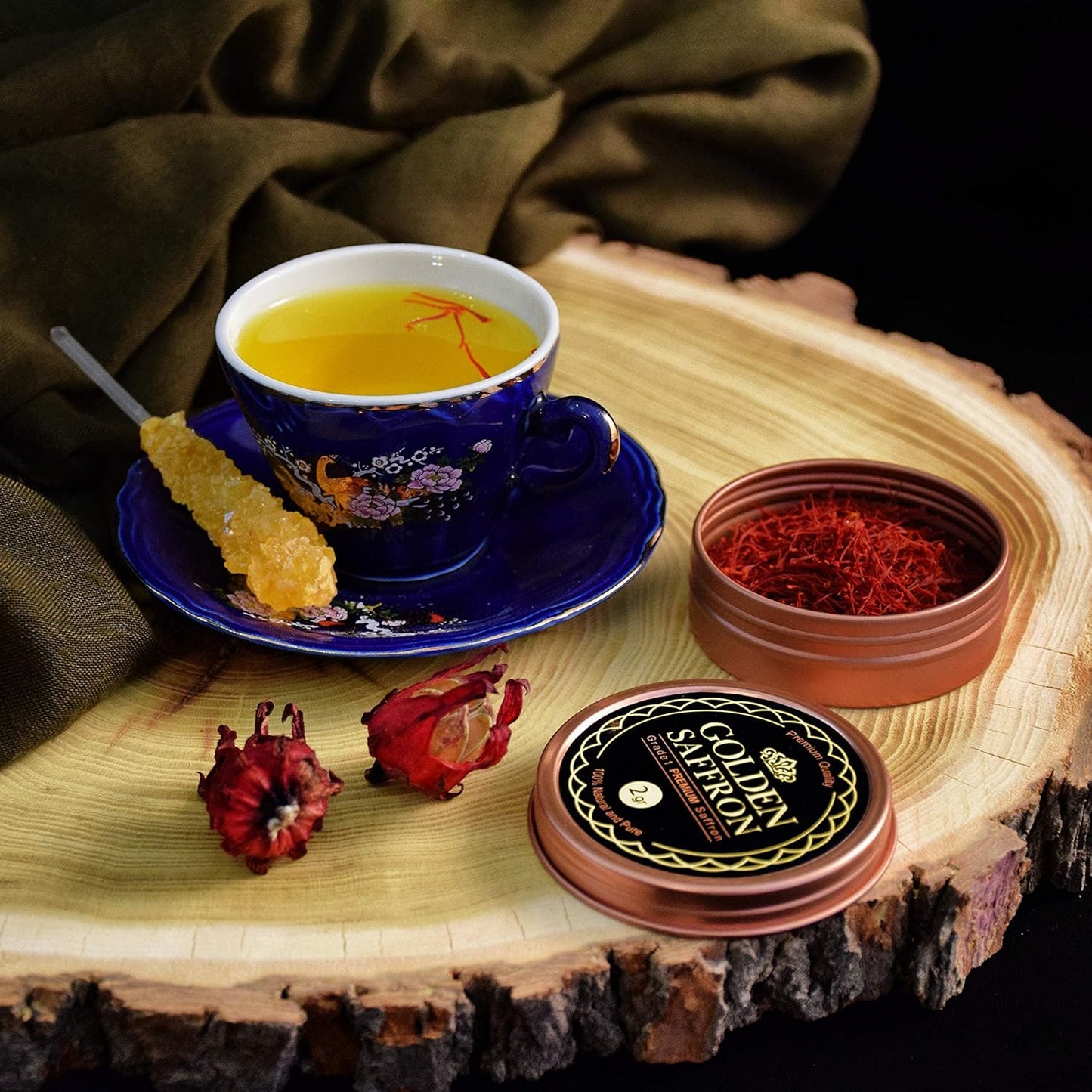 , Finest Pure Premium All Red Saffron Threads, Grade A+ Super Negin Non-Gmo Verified. for Tea, Paella, Rice, Desserts, Golden Milk and Risotto (2 Grams)