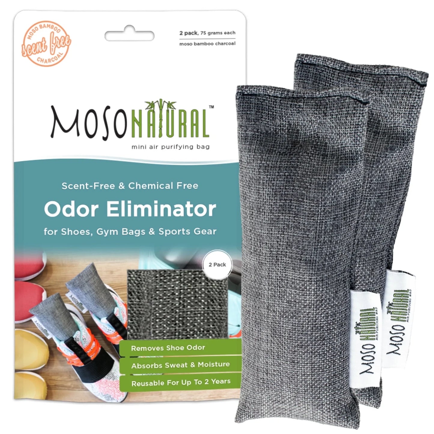 Shoe Deodorizer Insert. Bamboo Charcoal Sport & Gym Bag Odor Absorber & Boot Deodorizer