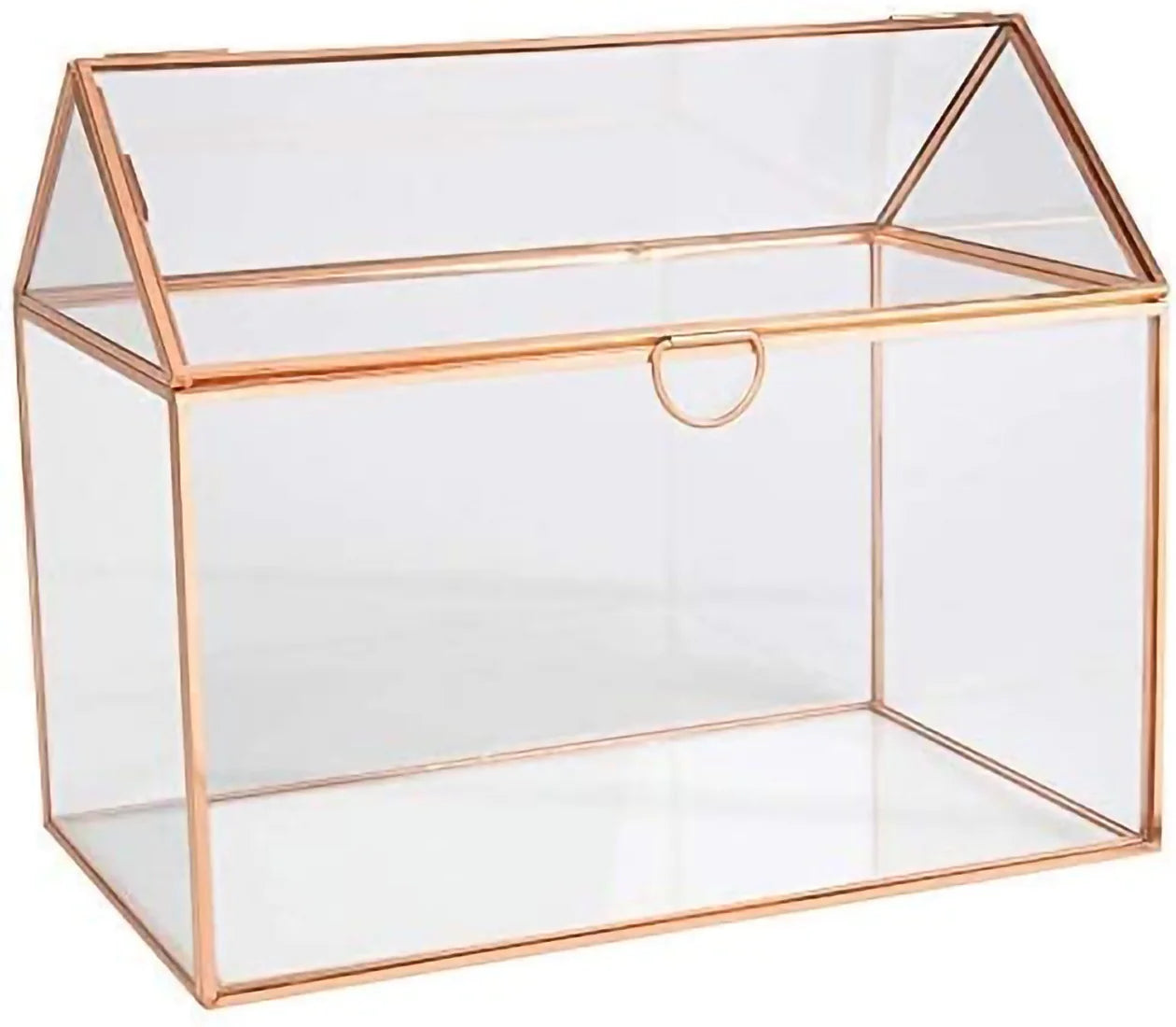 Glass House Plant Terrarium (10"X6"X8") - Tabletop Gold Geometric Planter Terrarium for Succulents, Air Plants, Moss - Home, Garden, Wedding & Office Decor- Gift for Plant Lovers & Mother'S Day