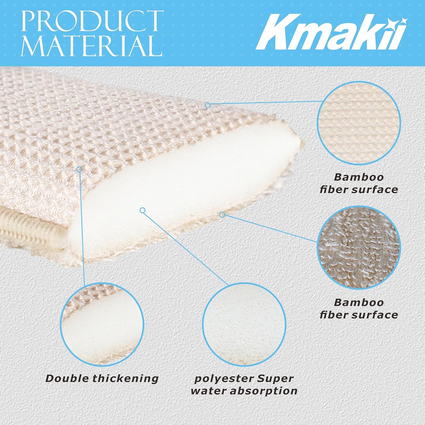 Bamboo Kitchen Sponges Dish Sponges Natural Cleaning Sponges Beige 6 Pack