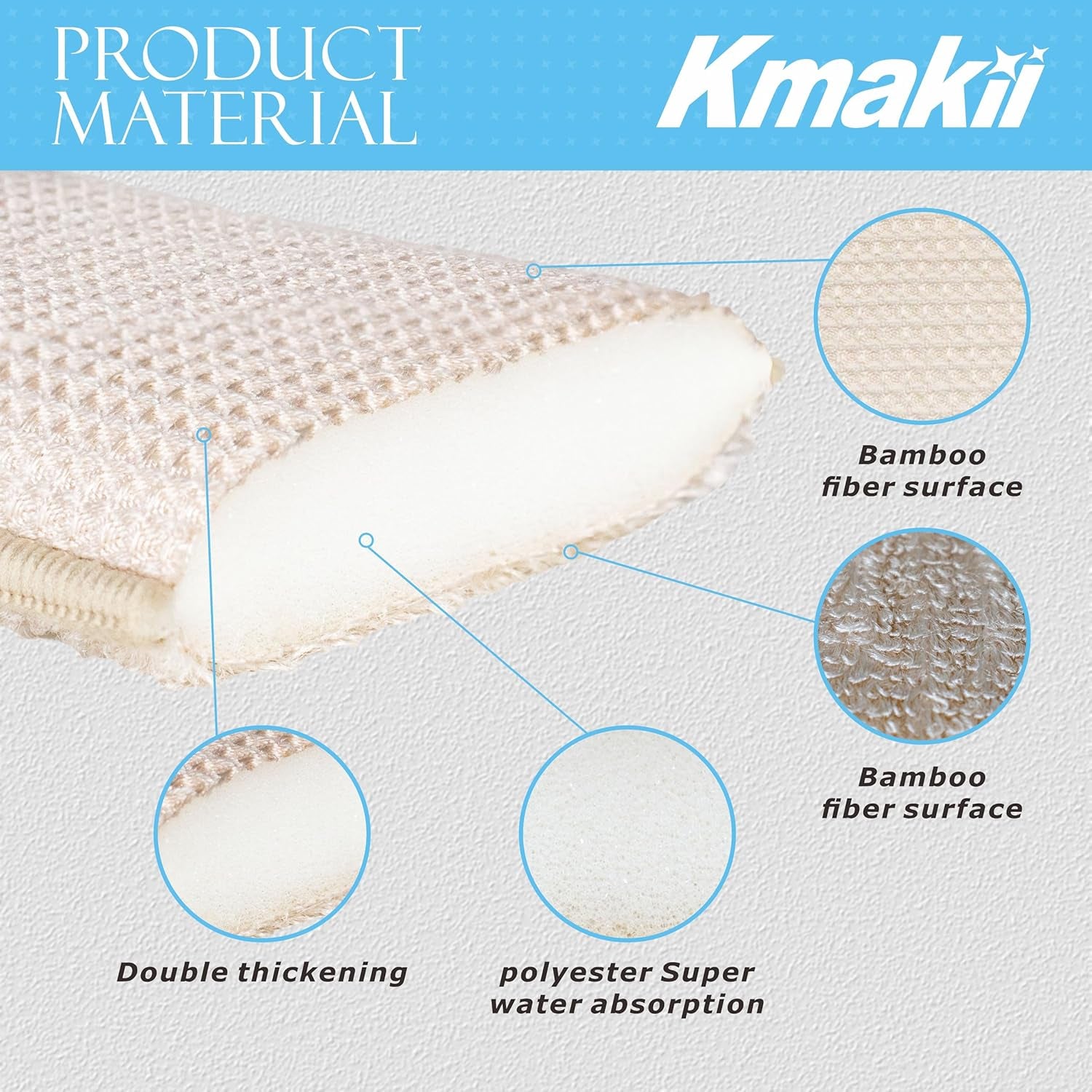 Bamboo Kitchen Sponges Dish Sponges Natural Cleaning Sponges Beige 6 Pack