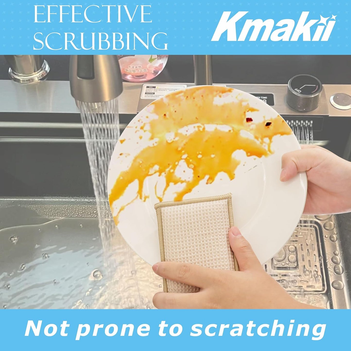 Bamboo Kitchen Sponges Dish Sponges Natural Cleaning Sponges Beige 6 Pack