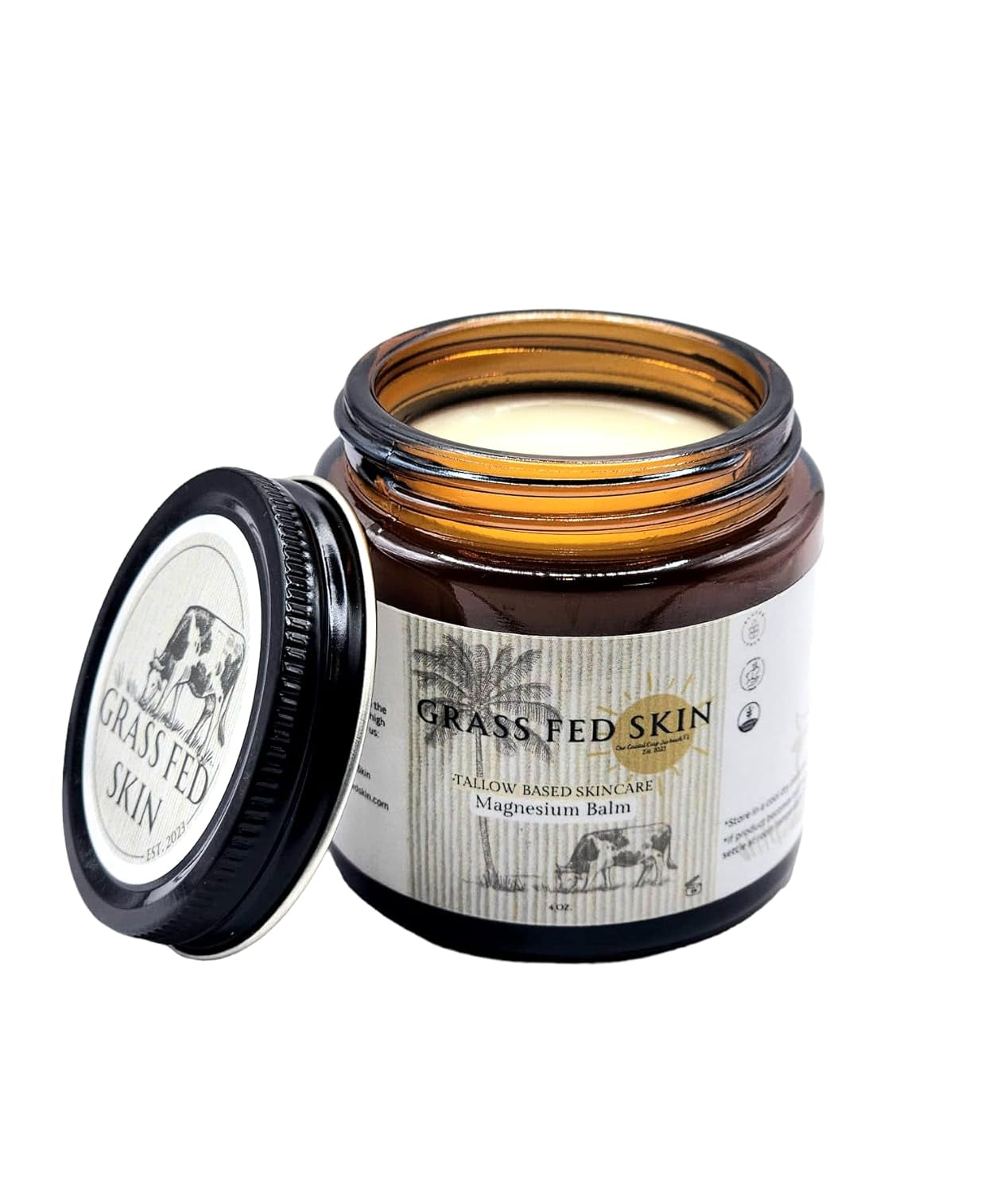 - Magnesium Balm- Tallow Based Skincare- Organic, Grass-Fed- Grass-Finished, Clean Ingredients, Made in U.S.A, 4 Oz