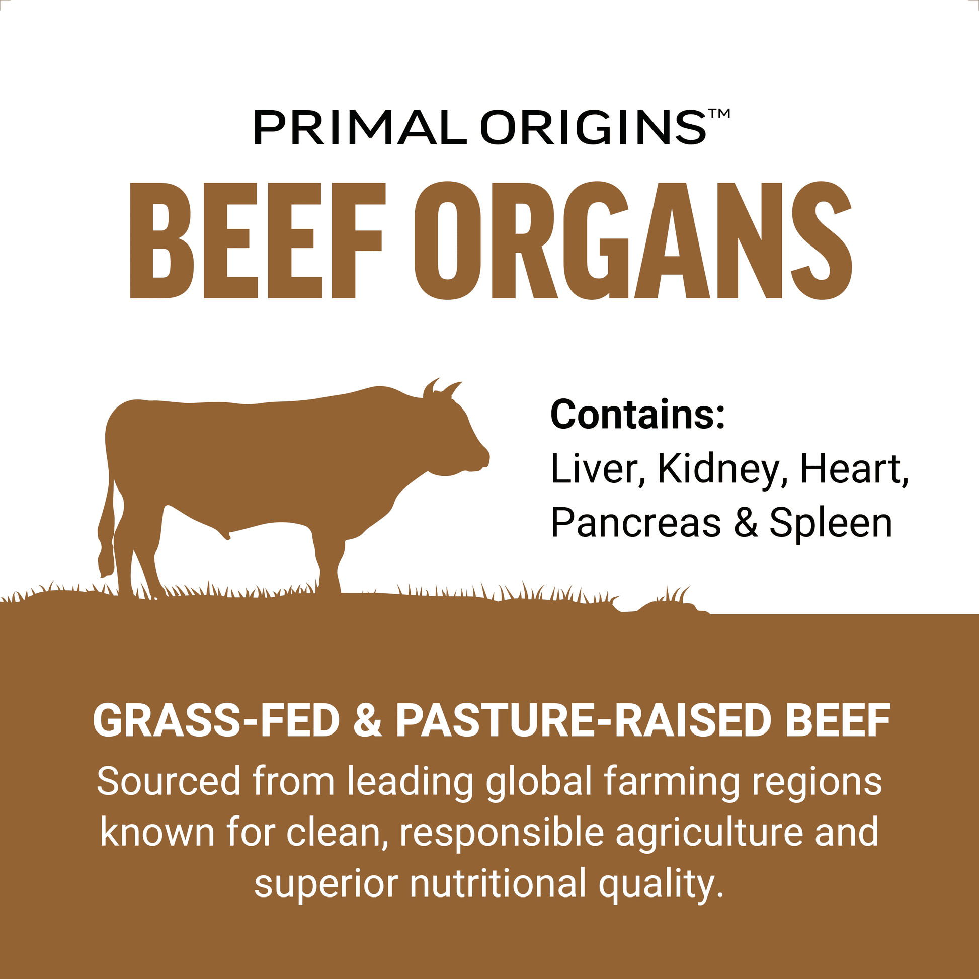 Primal Origins Beef Organ Supplement Made with Pasture-Raised, Grass Fed Beef, 150 Capsules