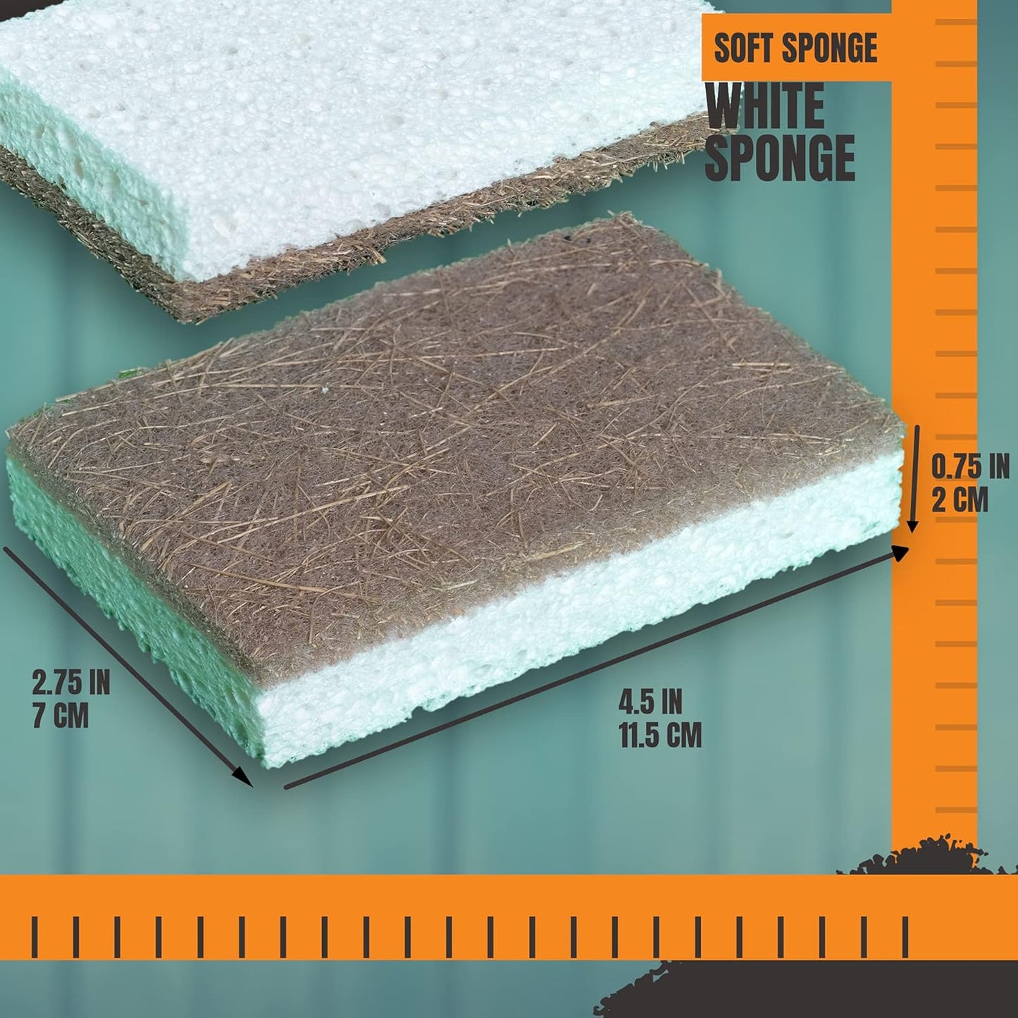 Natural Dish Sponge – 10 Pack –  Eco Friendly Kitchen Scrubber – Biodegradable Plant Based Cleaning Sponges for Sustainable Living – Odor Free and Non Scratch
