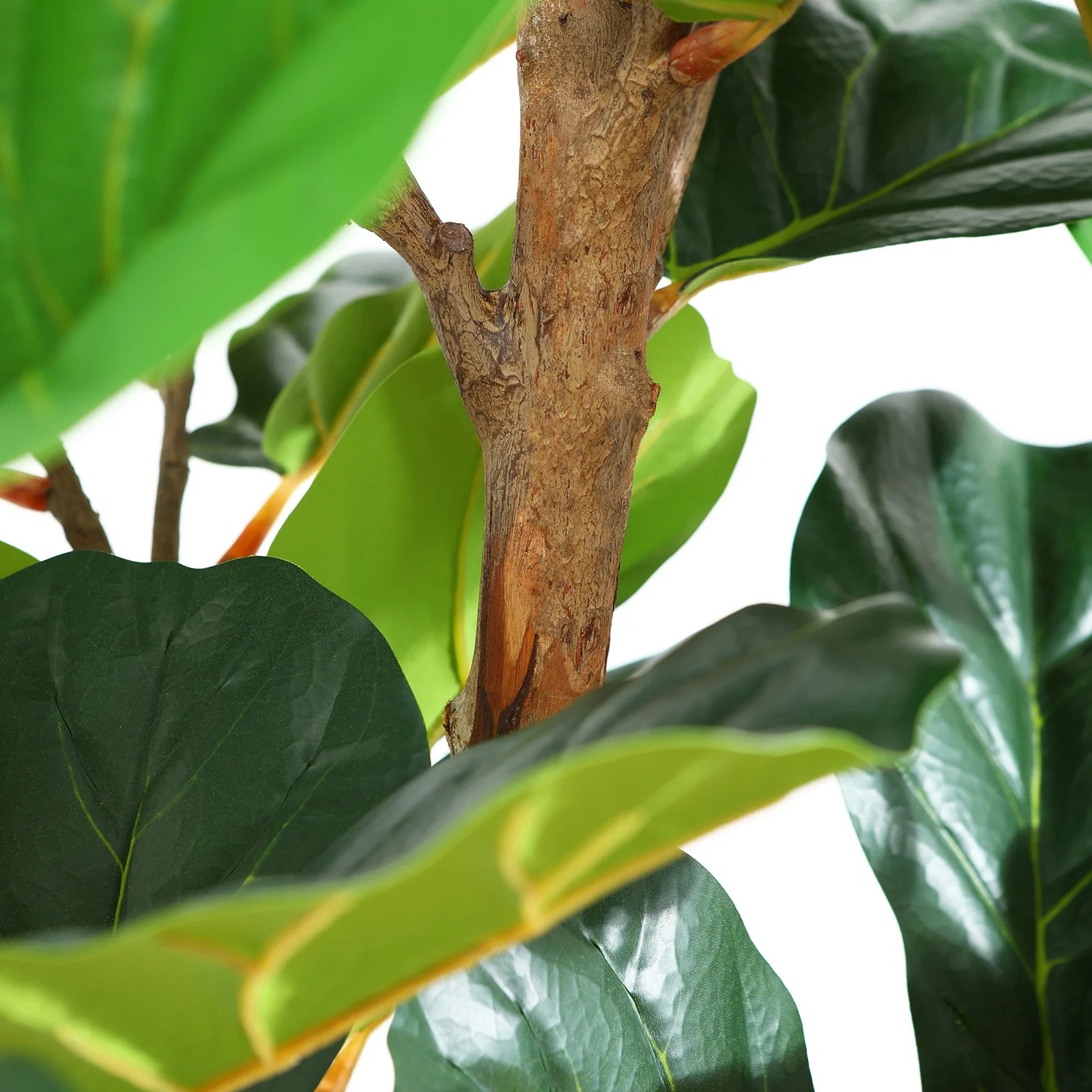5FT Artificial Fiddle Leaf Fig Plants, Faux Plastic Tree with Natural Wood Trunk for Home Decor Office House Living Room Indoor Outdoor, Fake House Plant, Tall Plants for Indoor