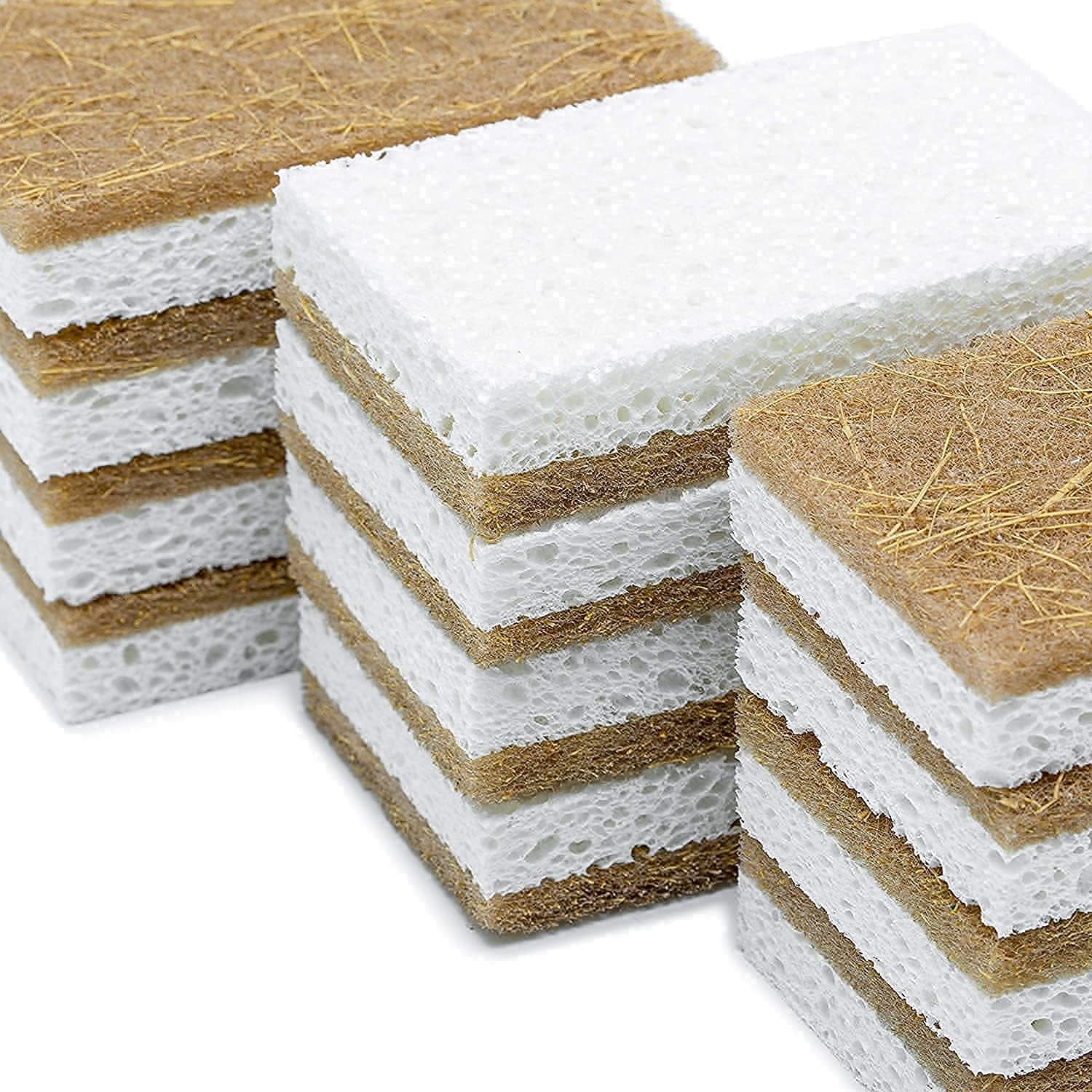 Natural Dish Sponge – 10 Pack –  Eco Friendly Kitchen Scrubber – Biodegradable Plant Based Cleaning Sponges for Sustainable Living – Odor Free and Non Scratch