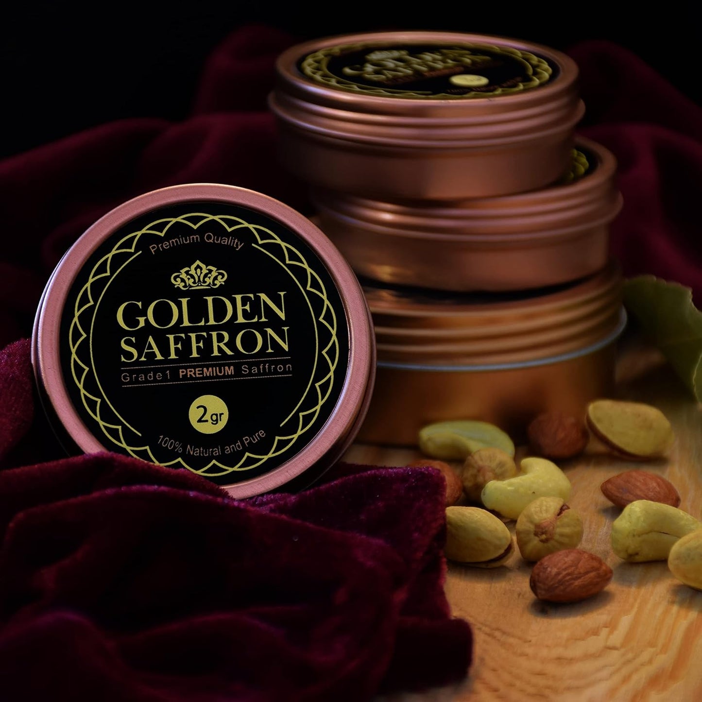 , Finest Pure Premium All Red Saffron Threads, Grade A+ Super Negin Non-Gmo Verified. for Tea, Paella, Rice, Desserts, Golden Milk and Risotto (2 Grams)