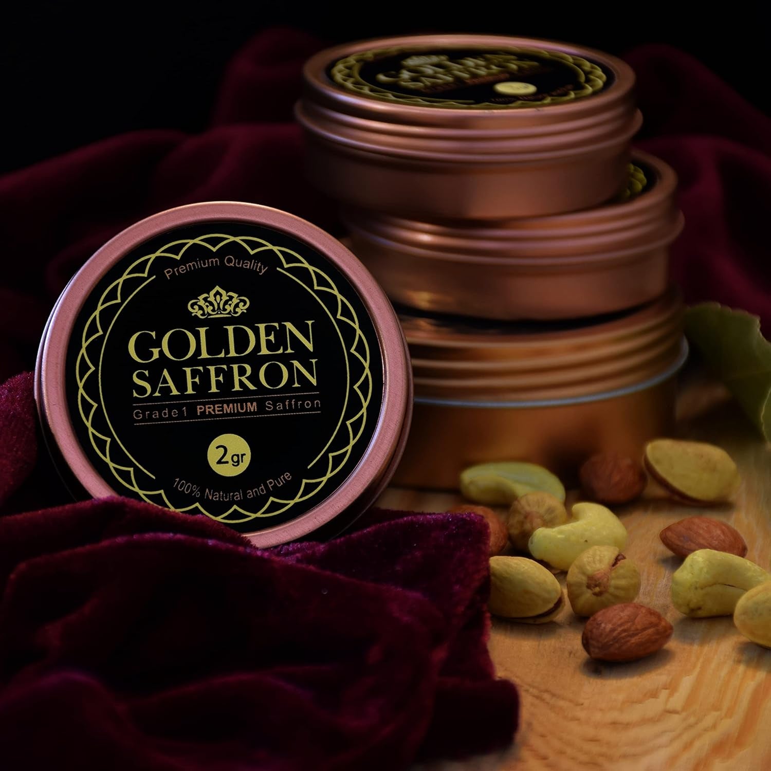 , Finest Pure Premium All Red Saffron Threads, Grade A+ Super Negin Non-Gmo Verified. for Tea, Paella, Rice, Desserts, Golden Milk and Risotto (2 Grams)
