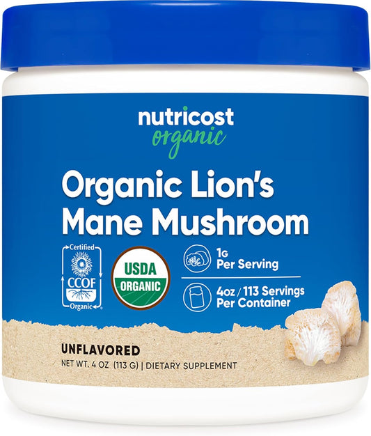 Organic Lion'S Mane Mushroom Powder 4Oz - Certified USDA Organic