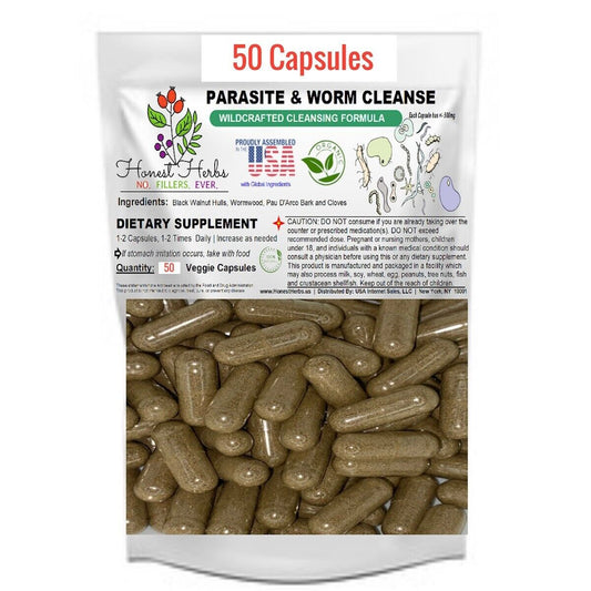 Worm & Parasite Blend - Natural Cleanse Formula - 500Mg - 50 Veggie Caps