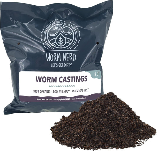 Worm Nerd Worm Castings, Natural Soil Additive for Lawns, Gardening and Potted Plants, 6 Quarts, Black (WN06) ***Cannot Ship to Hawaii***