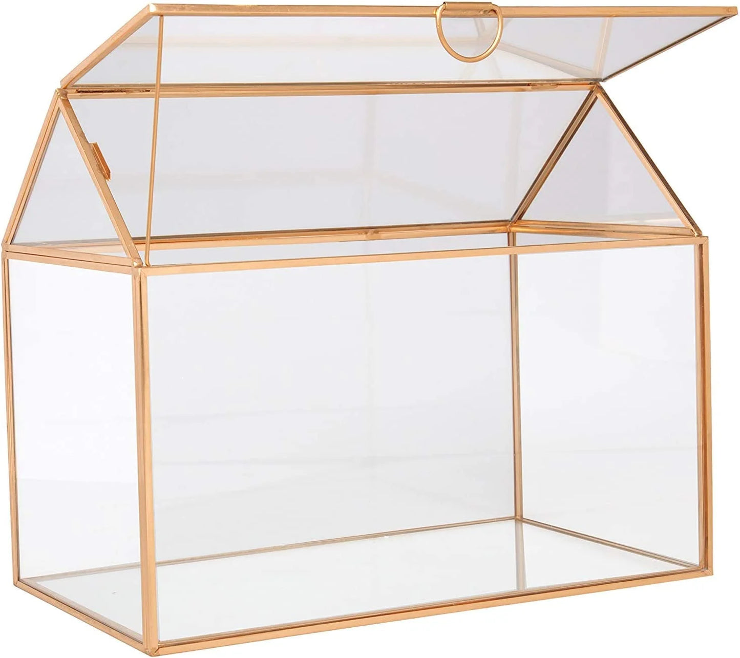 Glass House Plant Terrarium (10"X6"X8") - Tabletop Gold Geometric Planter Terrarium for Succulents, Air Plants, Moss - Home, Garden, Wedding & Office Decor- Gift for Plant Lovers & Mother'S Day