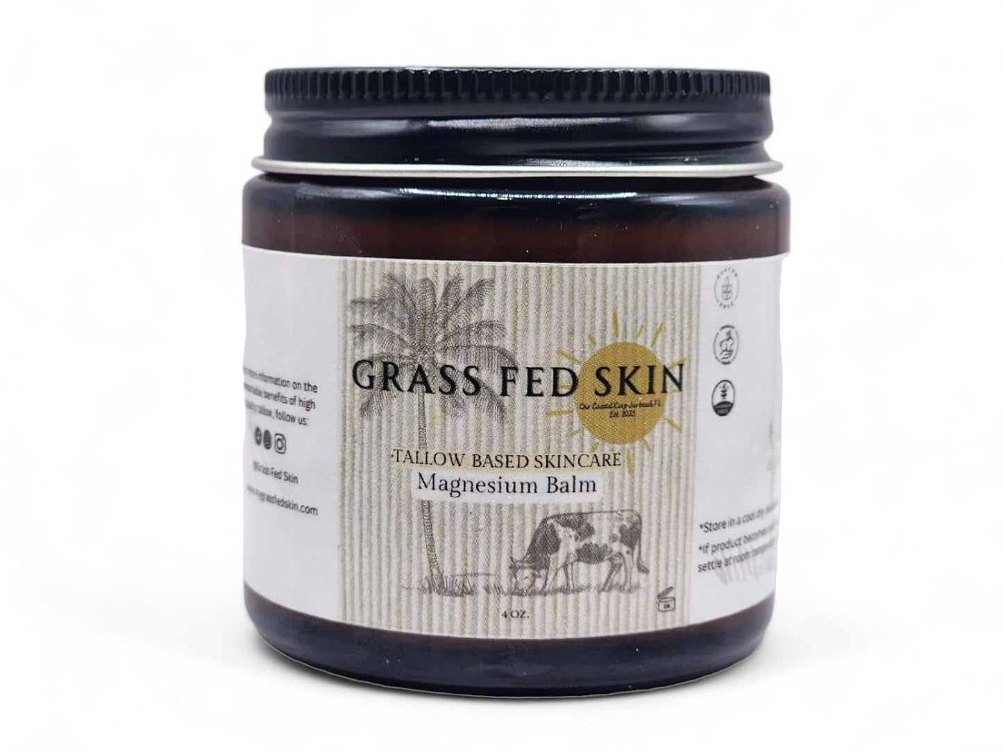 - Magnesium Balm- Tallow Based Skincare- Organic, Grass-Fed- Grass-Finished, Clean Ingredients, Made in U.S.A, 4 Oz