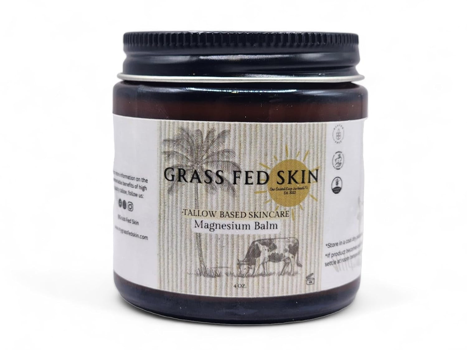 - Magnesium Balm- Tallow Based Skincare- Organic, Grass-Fed- Grass-Finished, Clean Ingredients, Made in U.S.A, 4 Oz