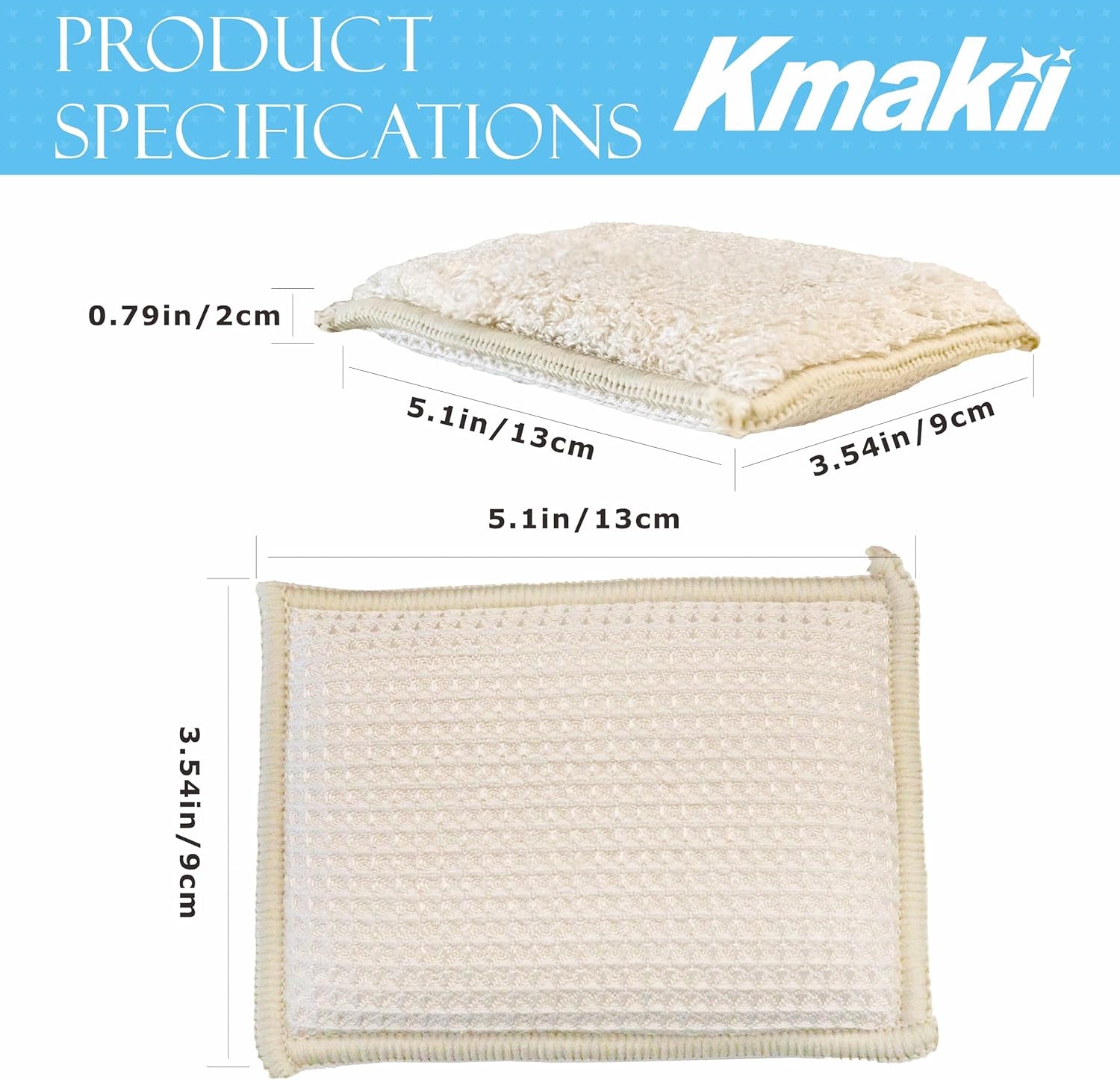 Bamboo Kitchen Sponges Dish Sponges Natural Cleaning Sponges Beige 6 Pack